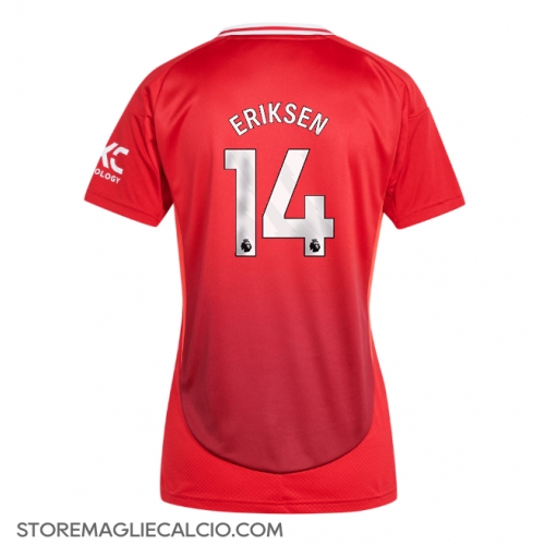 Manchester United Christian Eriksen #14 Maglia Gara Casa Repliche 2024-25 Donna Maniche Corte Manchester United Christian Eriksen #14 Maglia Gara Casa Repliche 2024-25 Donna Maniche Corte